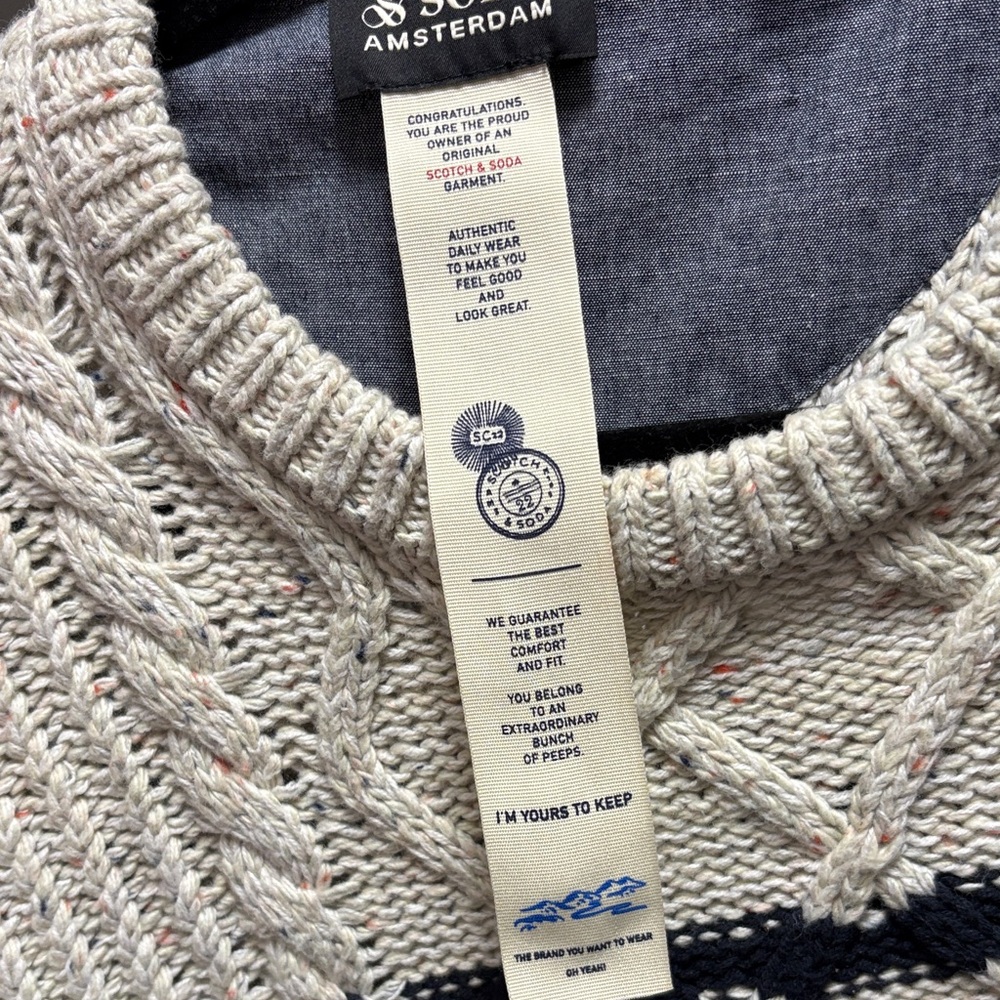Scotch & Soda Beige and Black Cable Knit Sweater - Picture 7 of 9